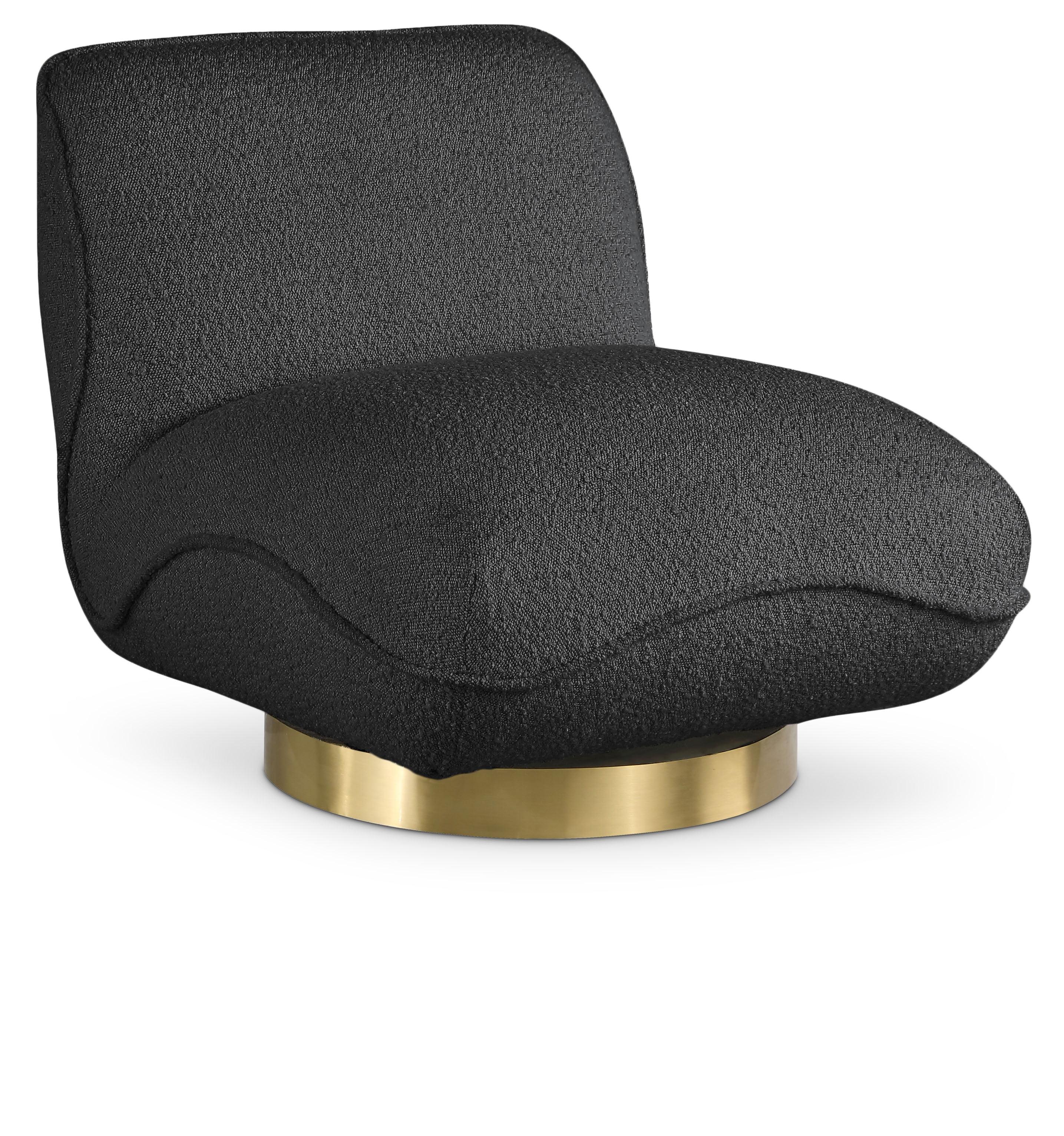 Meridian Furniture Geneva Black Boucle Fabric Swivel Accent Chair