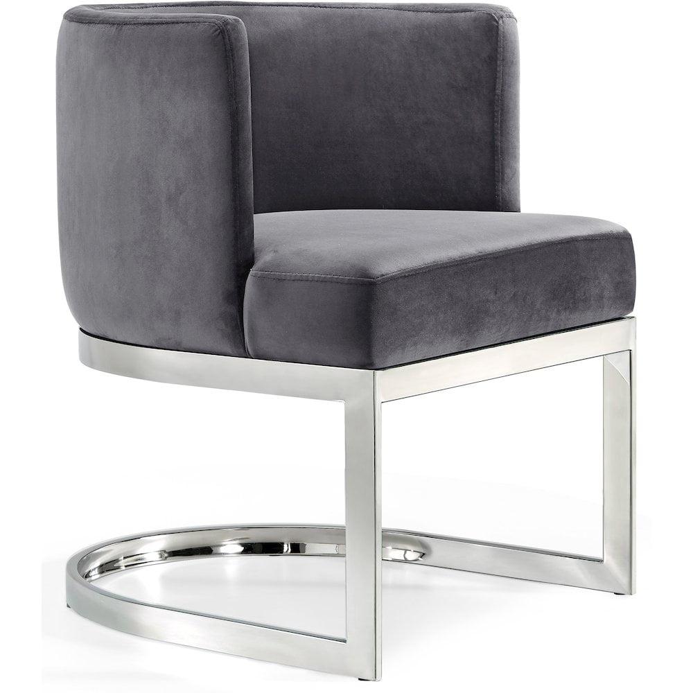 RUIHONGQING Gianna Collection Modern | Contemporary Velvet Upholstered Dining Chair with Polished Chrome Metal Frame, 24" W x 22" D x 29.5" H, Grey