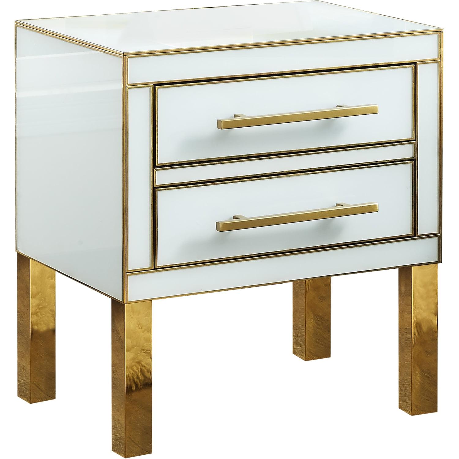 Meridian Furniture Gigi White Lacquer and Gold Side Table