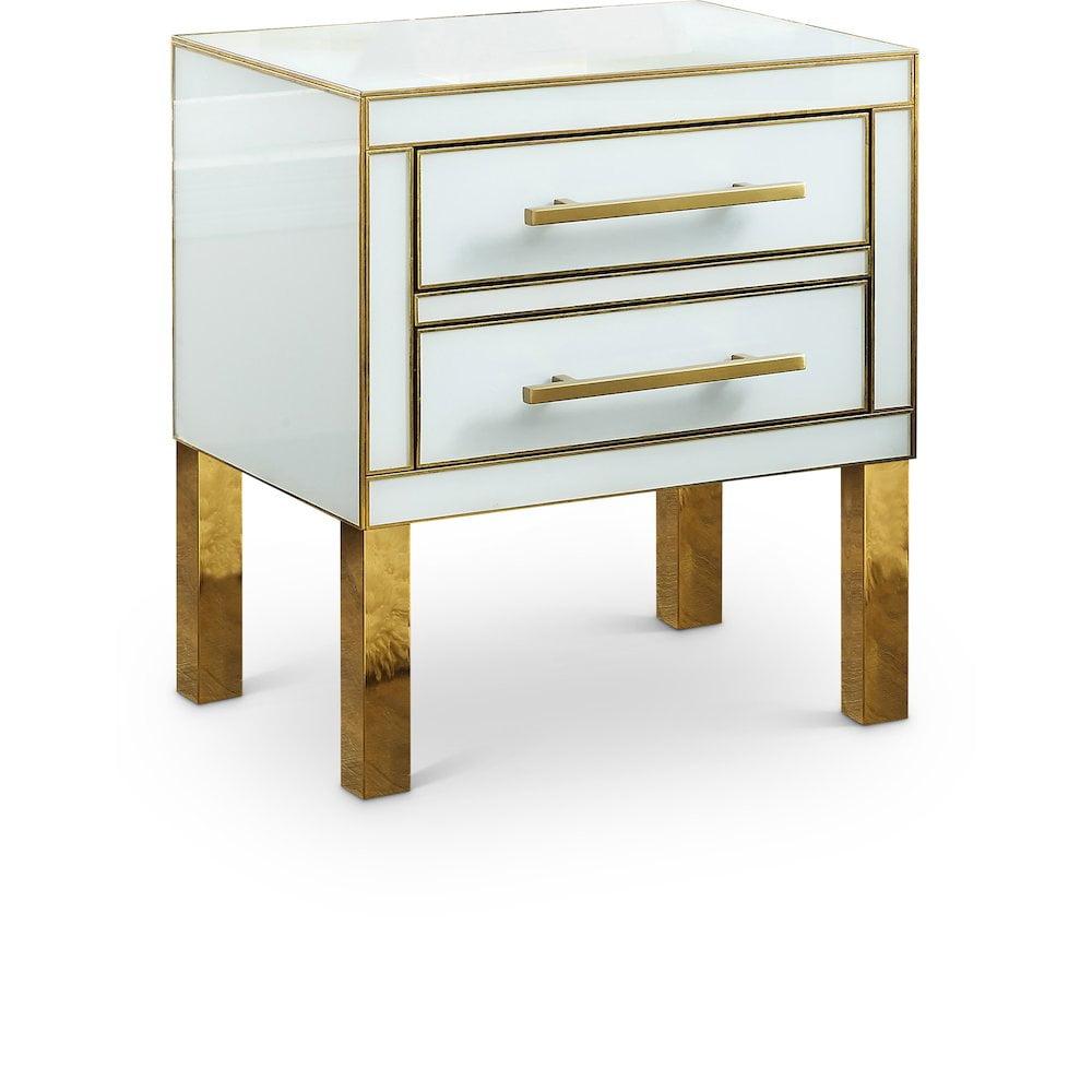 Meridian Furniture Gigi White Lacquer and Gold Side Table