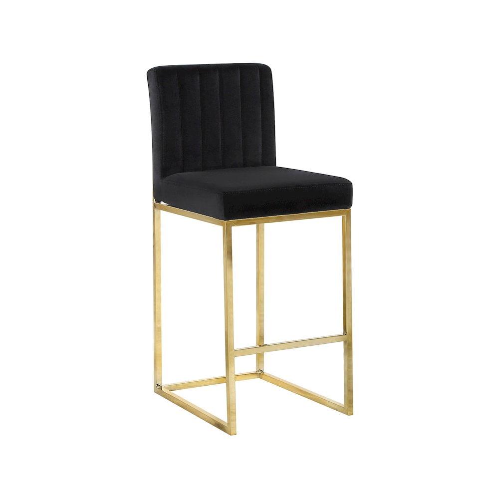 Meridian Furniture Giselle 26"H Velvet Counter Stool in Black