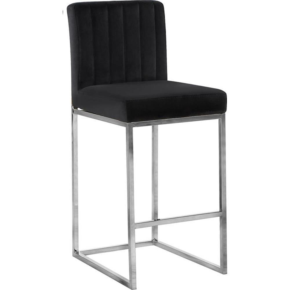 Meridian Furniture Giselle 26"H Velvet Counter Stool in Black