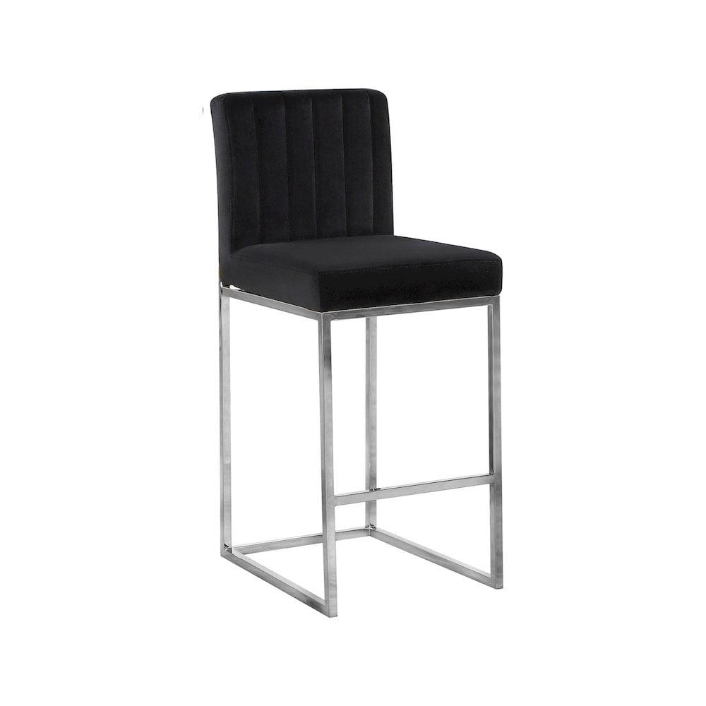 Meridian Furniture Giselle 26"H Velvet Counter Stool in Black