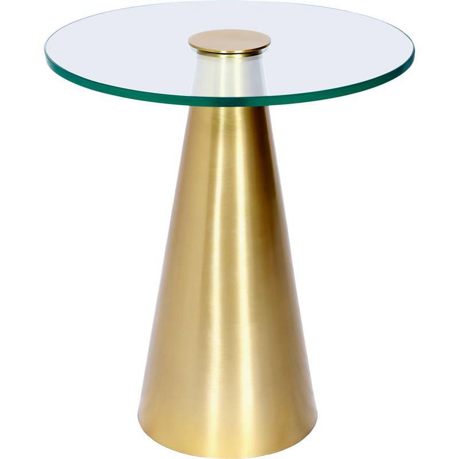 Round Glass Top End Table with Brushed Gold Metal Base