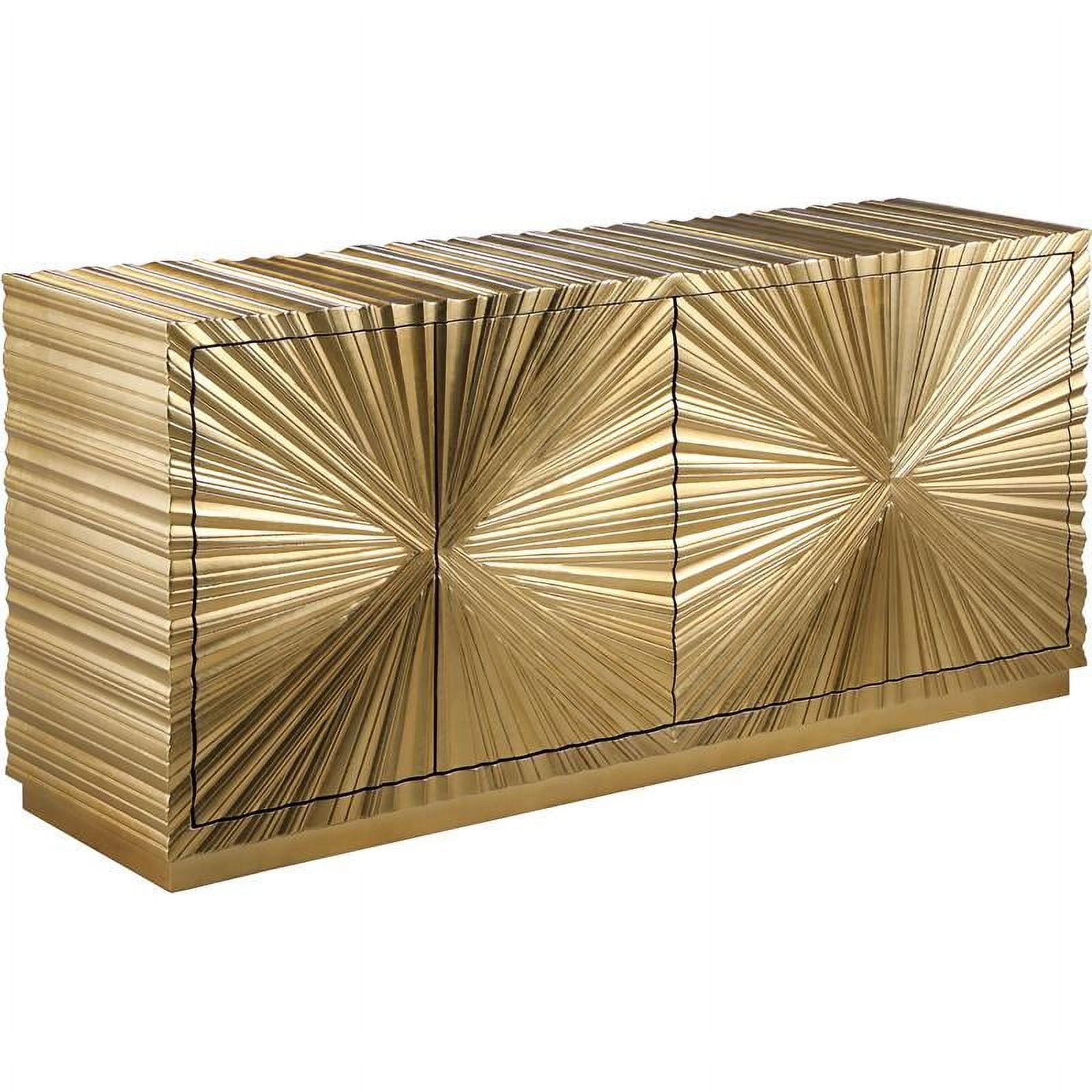 Golda 66" Glamorous Gold Leaf Hand-Carved Sideboard Buffet