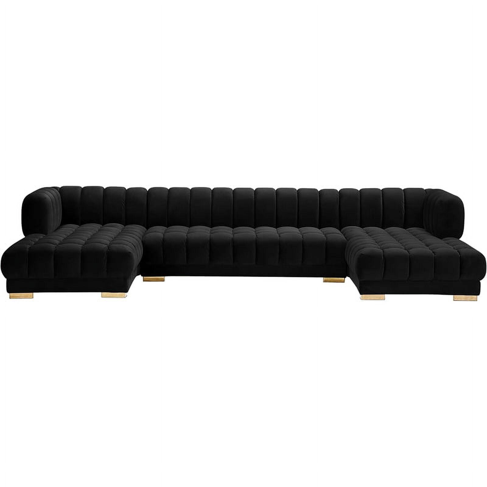 Gwen Black Velvet Tufted 3-Piece Sectional Sofa