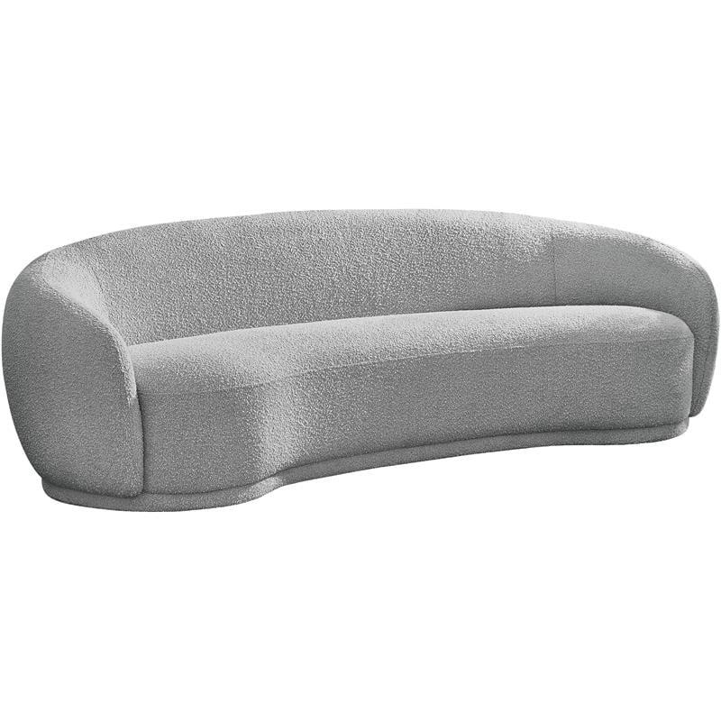 Hyde Contemporary Grey Boucle Fabric Stationary Sofa with Plush Cushions