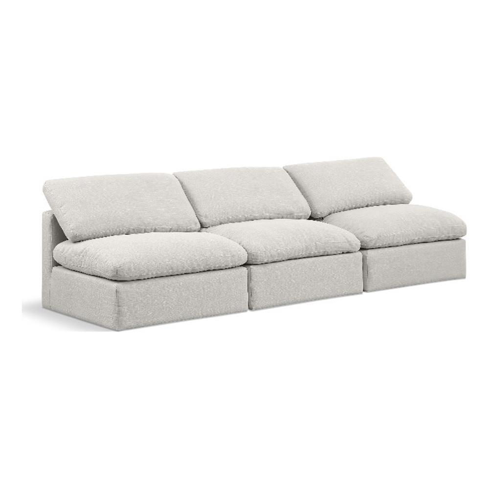 Meridian Furniture Indulge 105" Upholstered Fabric Modular Sofa in Cream