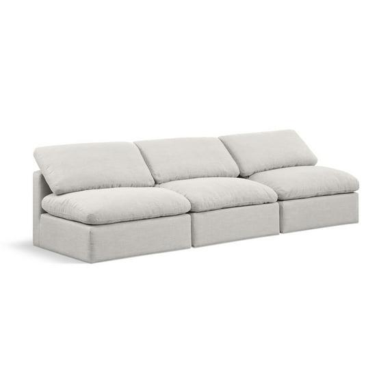 Meridian Furniture Indulge 105" Upholstered Fabric Modular Sofa in Cream