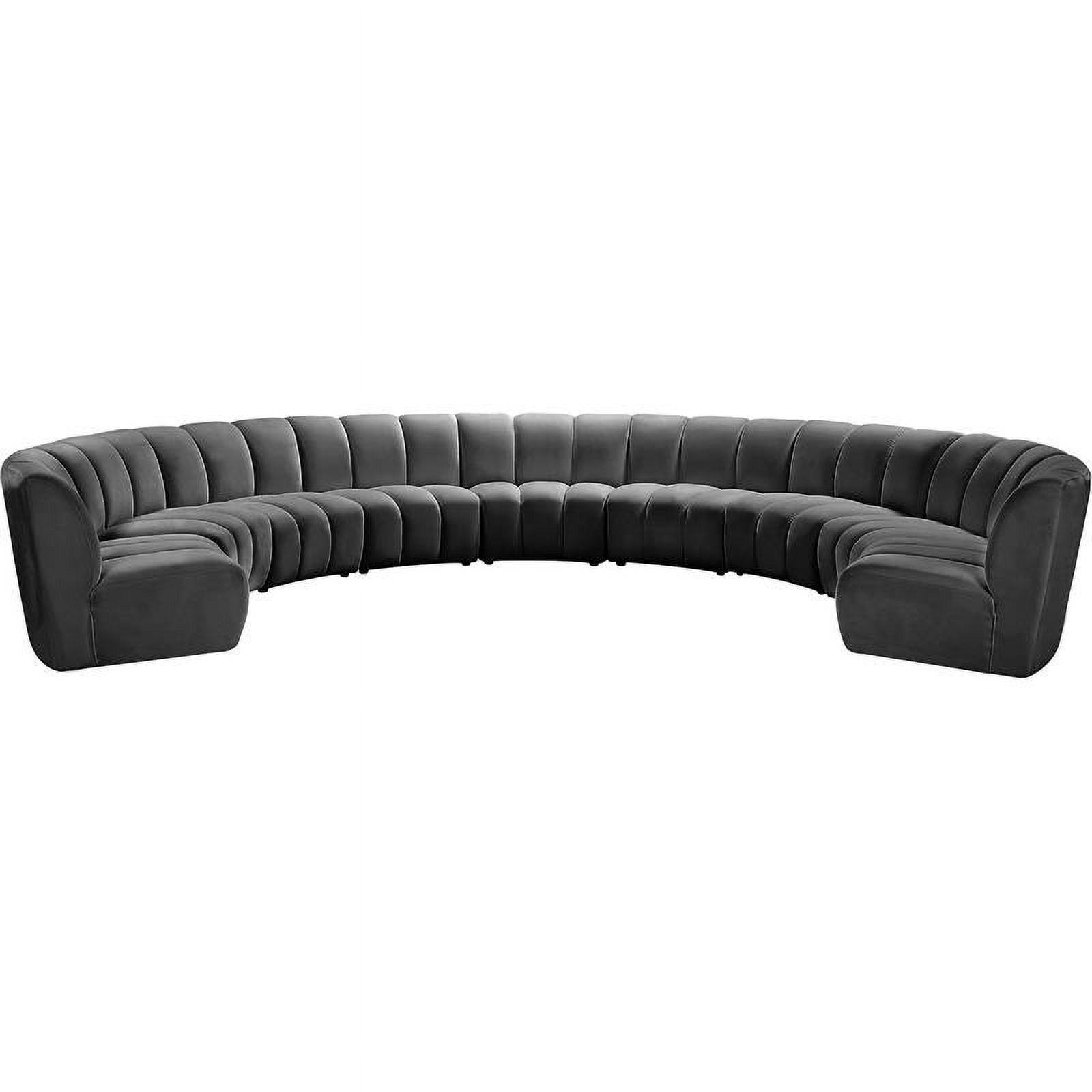 Infinity Soft Grey Velvet 9-Piece Tufted Modular Sectional