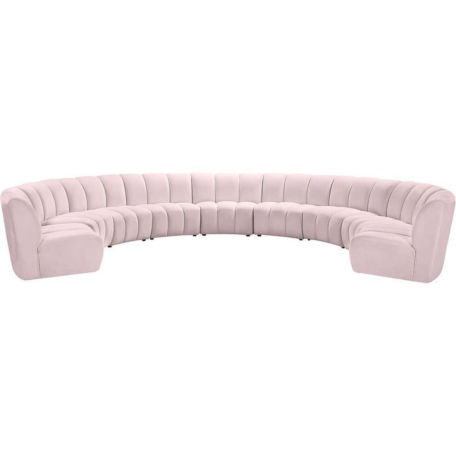 Luxurious Soft Pink Velvet 9-Piece Tufted Sectional Sofa