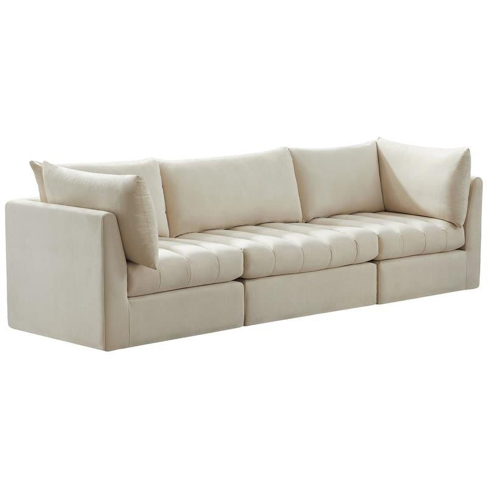 Luxurious Beige Velvet Tufted Modular Sofa 103" W