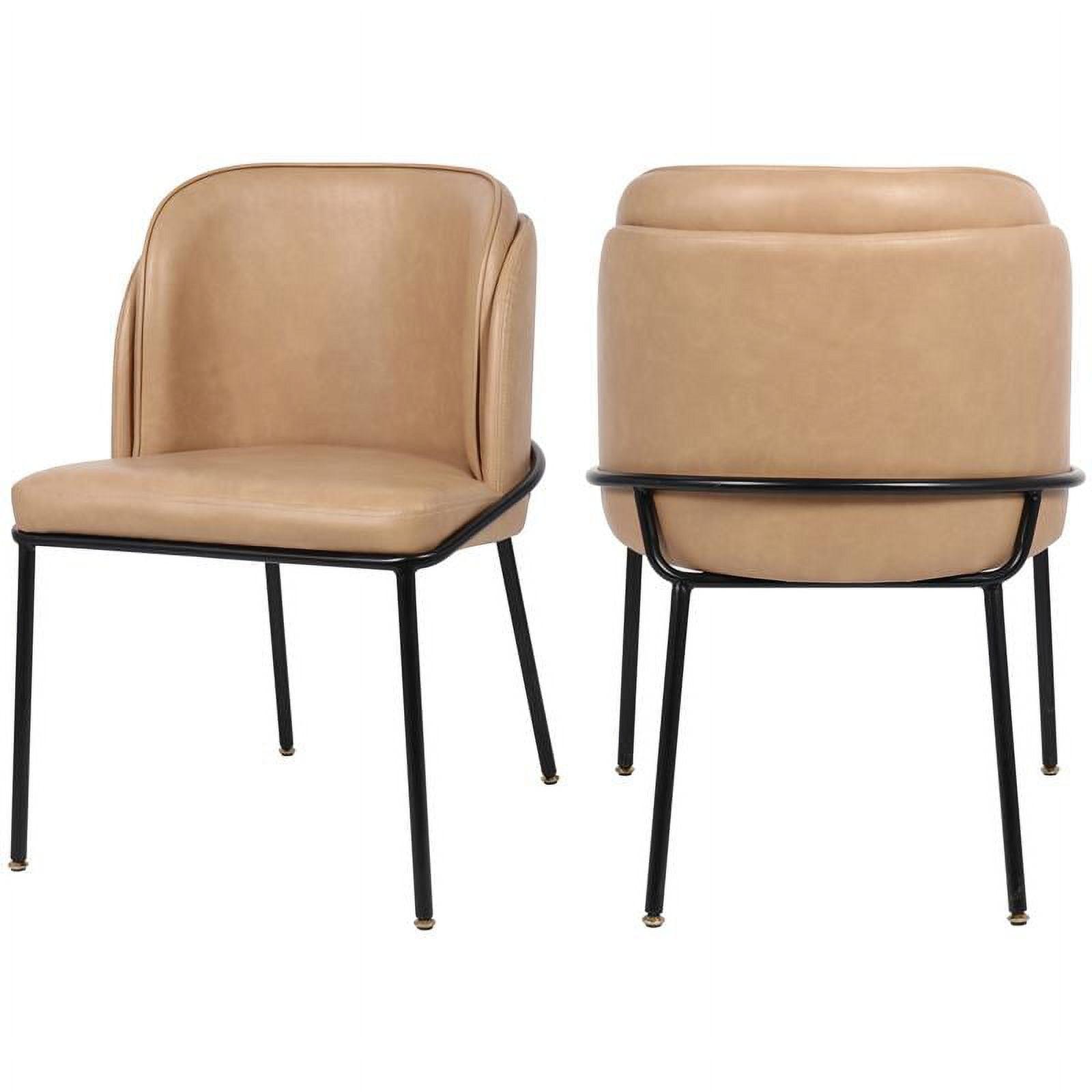 Soft Tan Vegan Leather and Matte Black Metal Dining Chair
