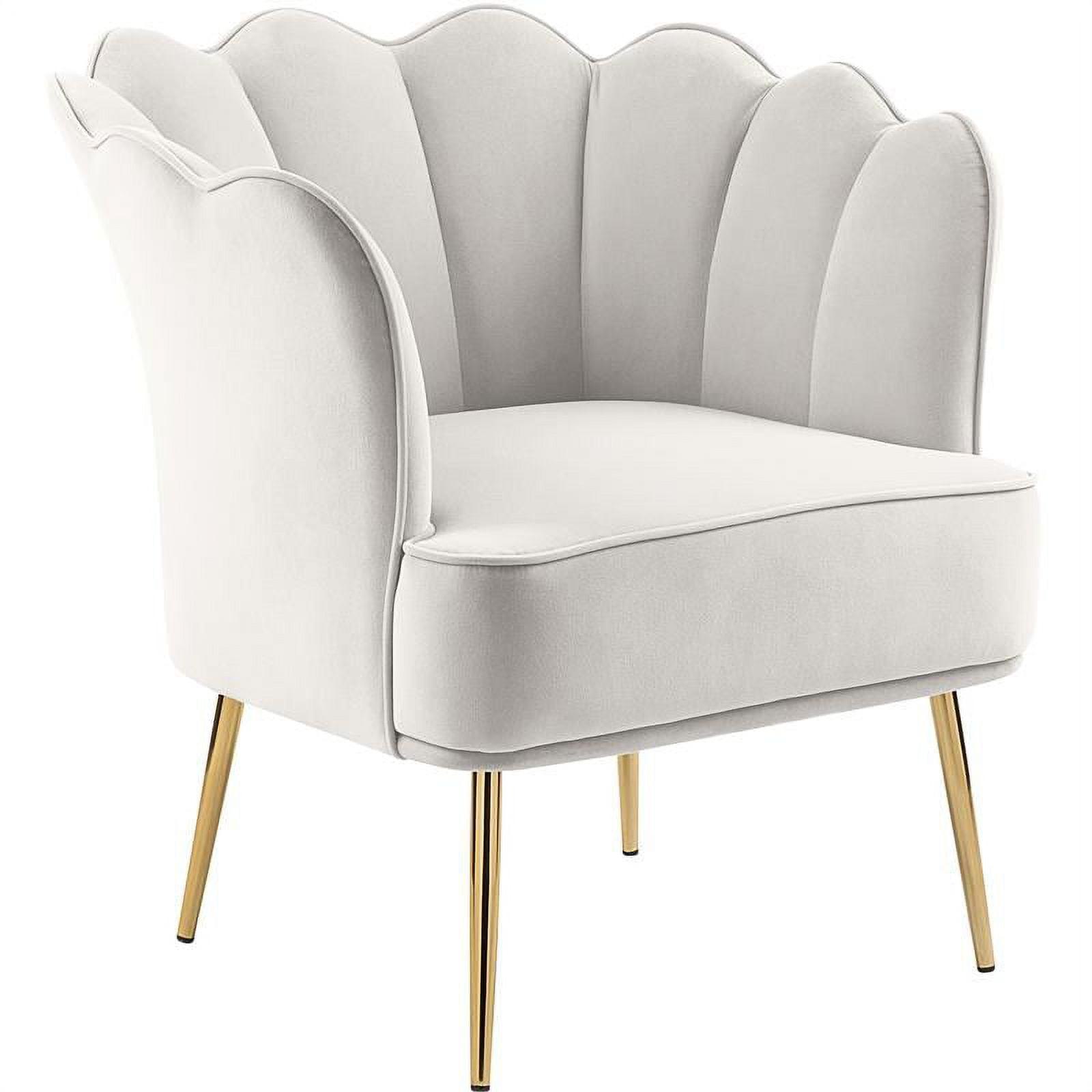 Meridian Furniture Jester Cream Velvet Accent Chair with Gold Iron Legs