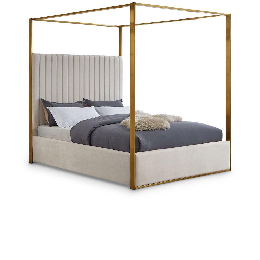 Meridian Furniture Jones Cream Velvet Queen Bed