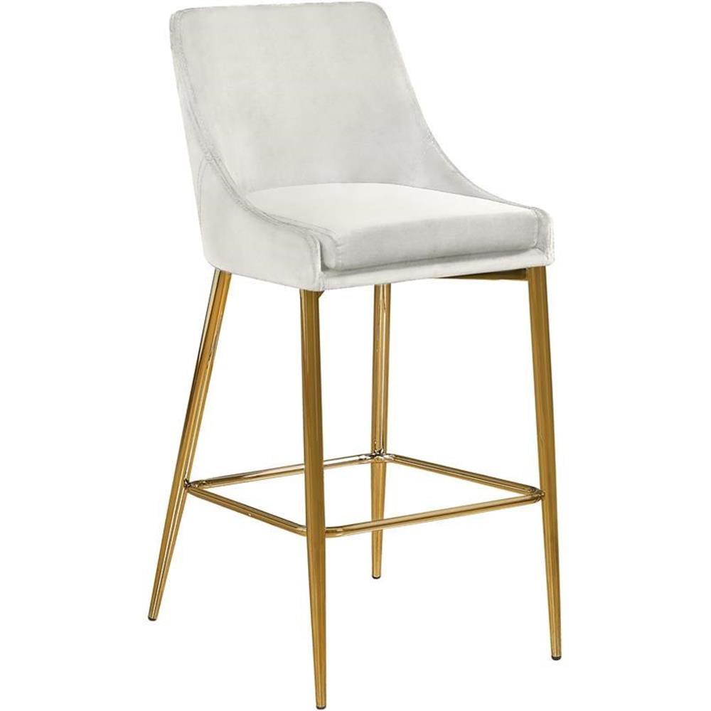 Meridian Furniture Karina 27.5"H Velvet Counter Stool in Cream (Set of 2)