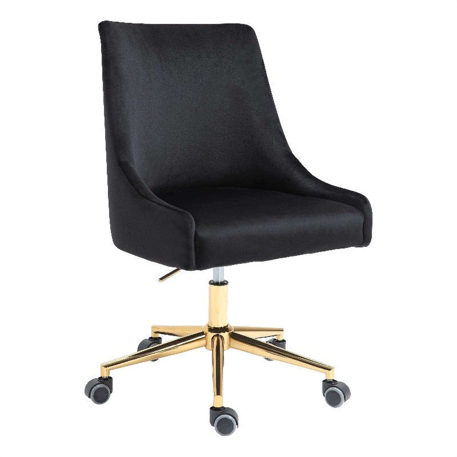 Karina Black Velvet and Gold Adjustable Office Chair