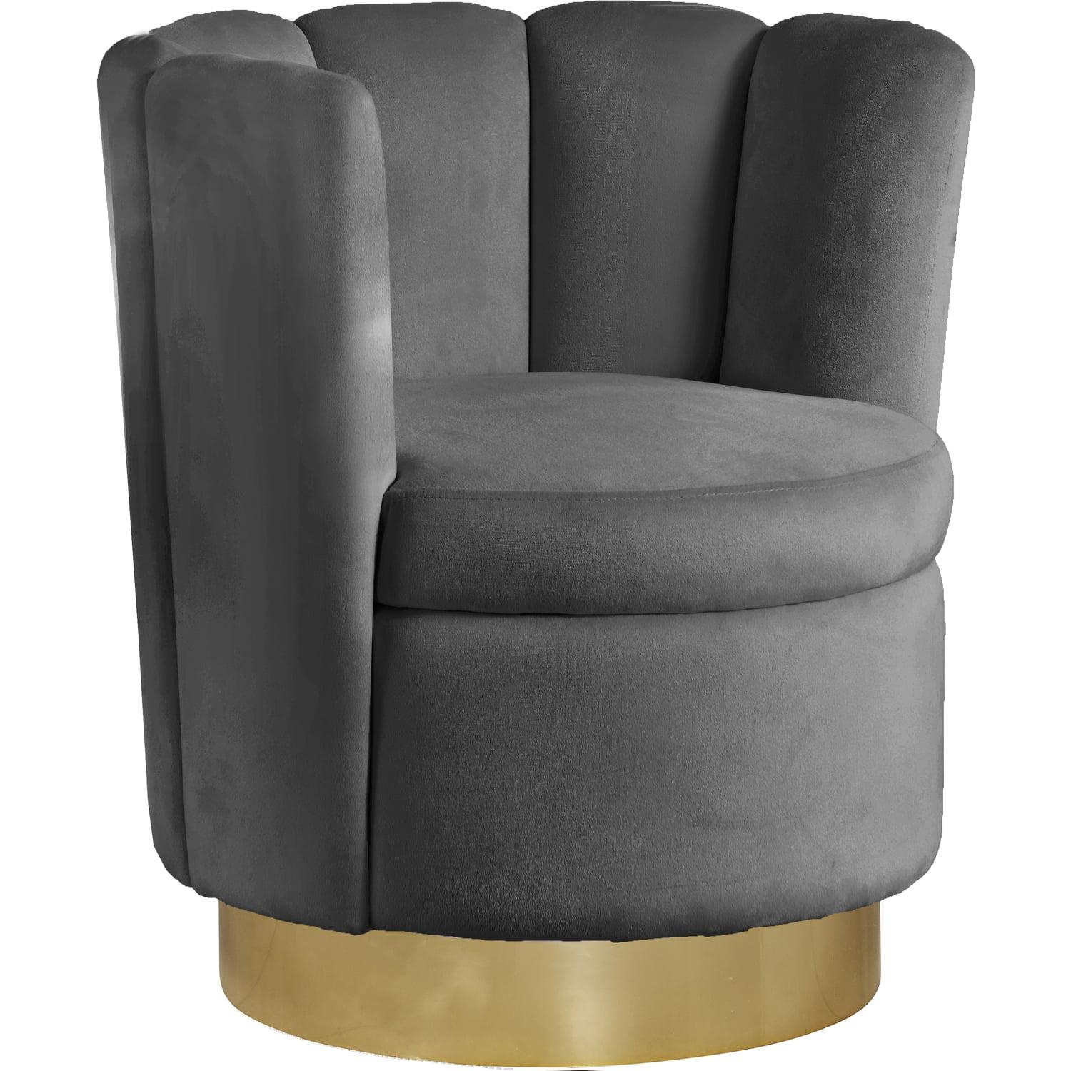 Meridian Furniture Lily Grey Velvet Swivel Accent Chair