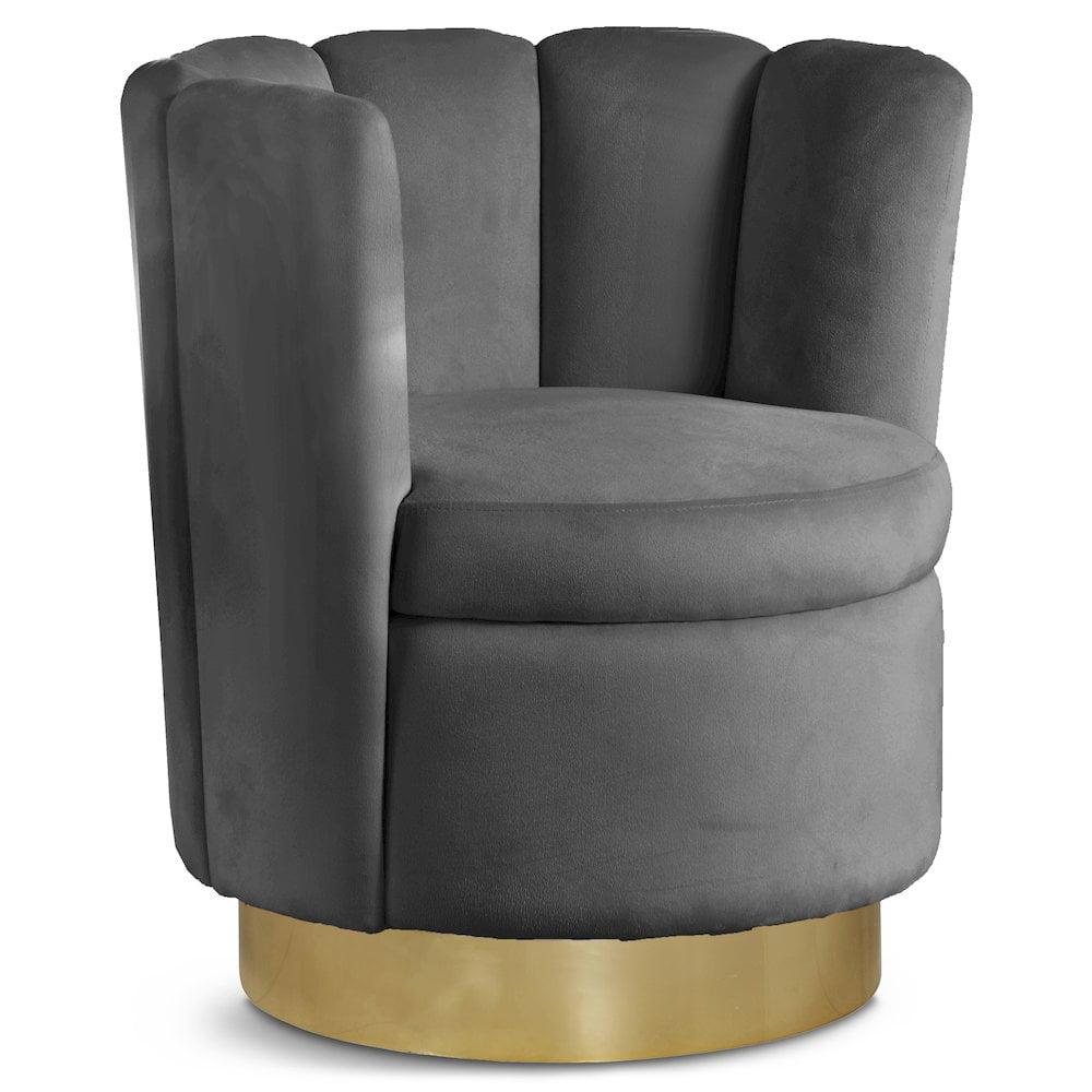 Meridian Furniture Lily Grey Velvet Swivel Accent Chair