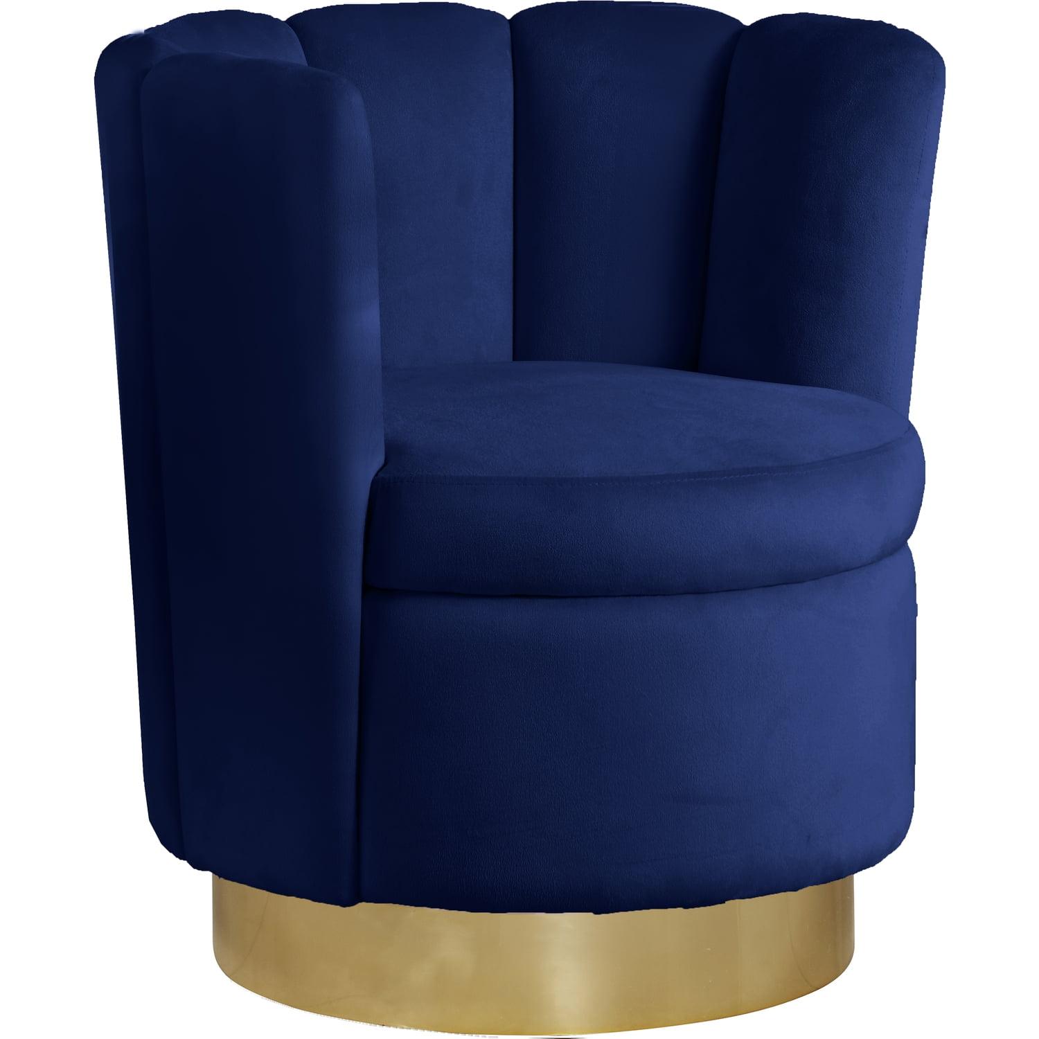 Meridian Furniture Lily Navy Velvet Swivel Accent Chair