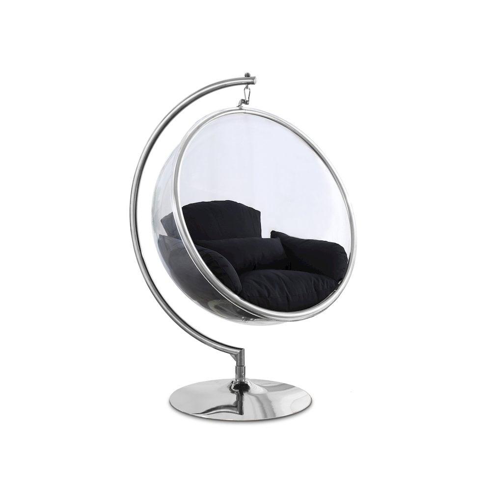 Meridian Furniture Luna Fabric Acrylic Swing Bubble Accent Chair in Black