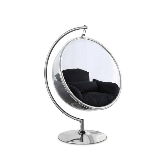 Meridian Furniture Luna Fabric Acrylic Swing Bubble Accent Chair in Black