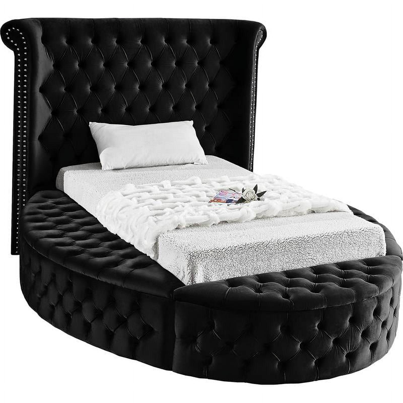 Luxus Black Velvet Twin Bed with Tufted Upholstery and Storage