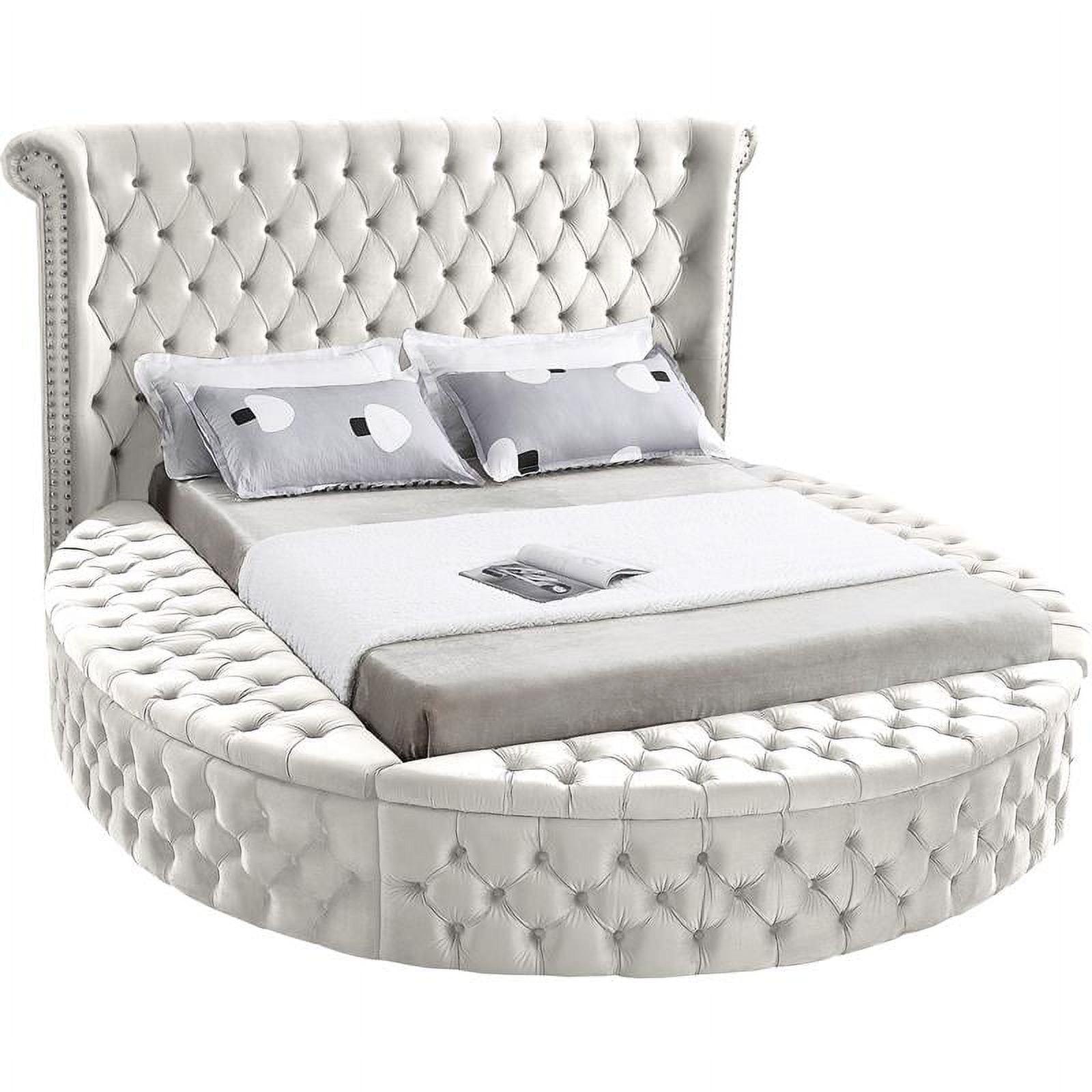 Meridian Furniture Luxus Cream Velvet Queen Bed