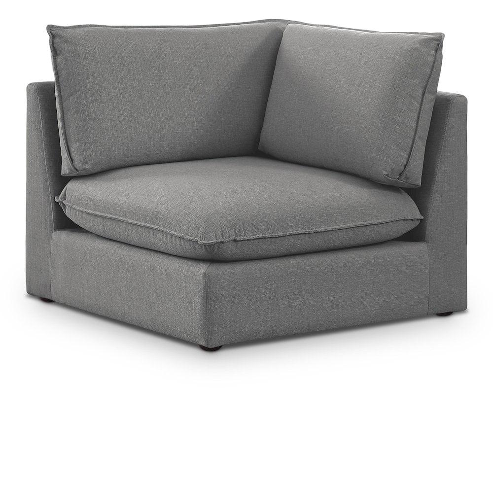 Meridian Furniture Mackenzie Grey Durable Linen Textured Corner