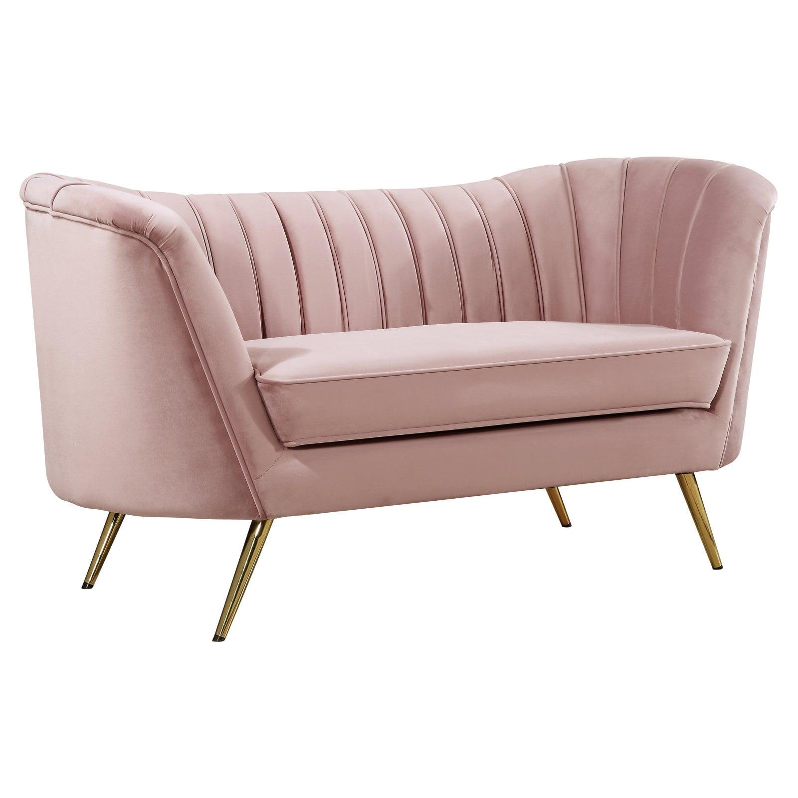 Meridian Furniture Margo Pink Velvet Loveseat