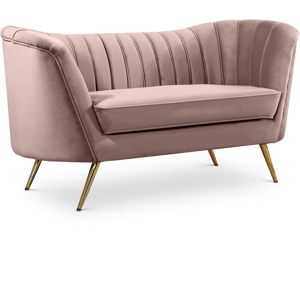 Meridian Furniture Margo Pink Velvet Loveseat