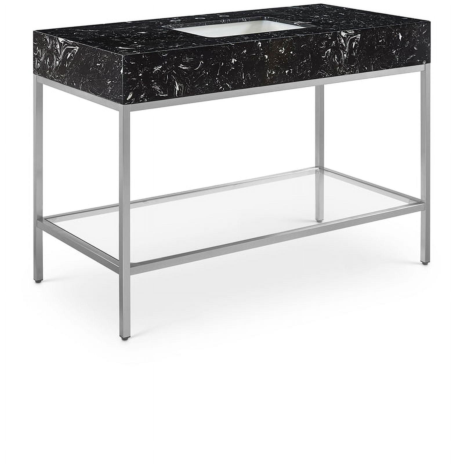 48'' Black Marble Single Bathroom Vanity with Chrome Base