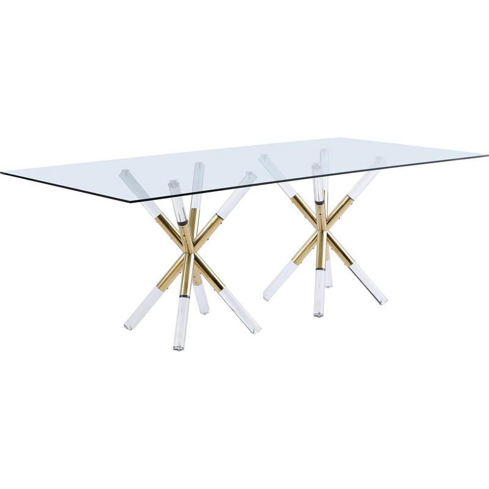 Erick Contemporary Gold Acrylic Dining Table with Tempered Glass Top