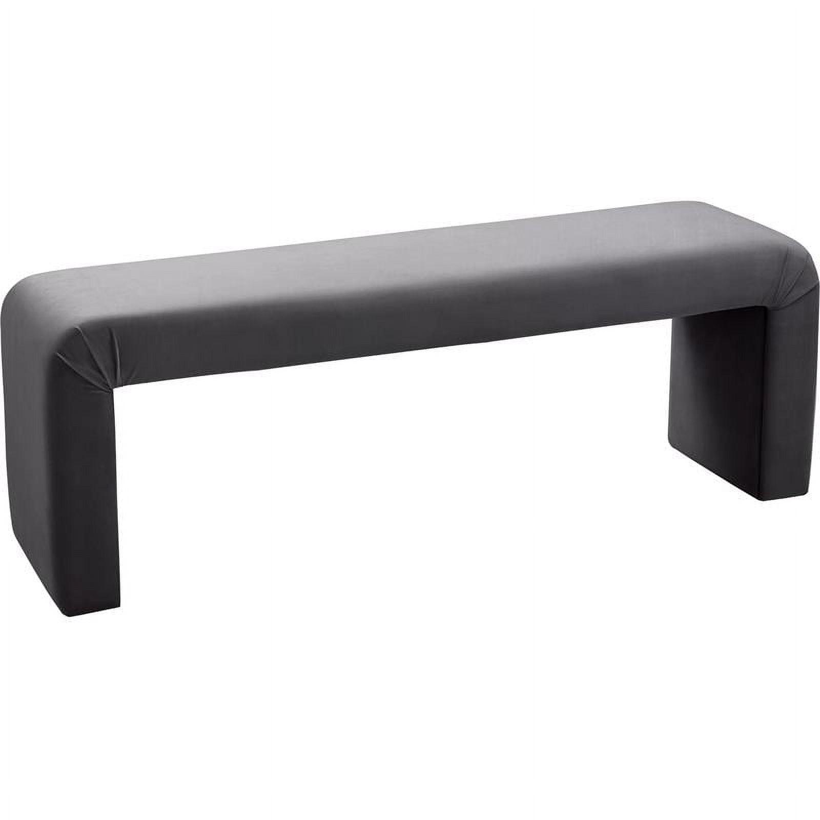 Meridian Furniture Minimalist Gray Velvet Bench