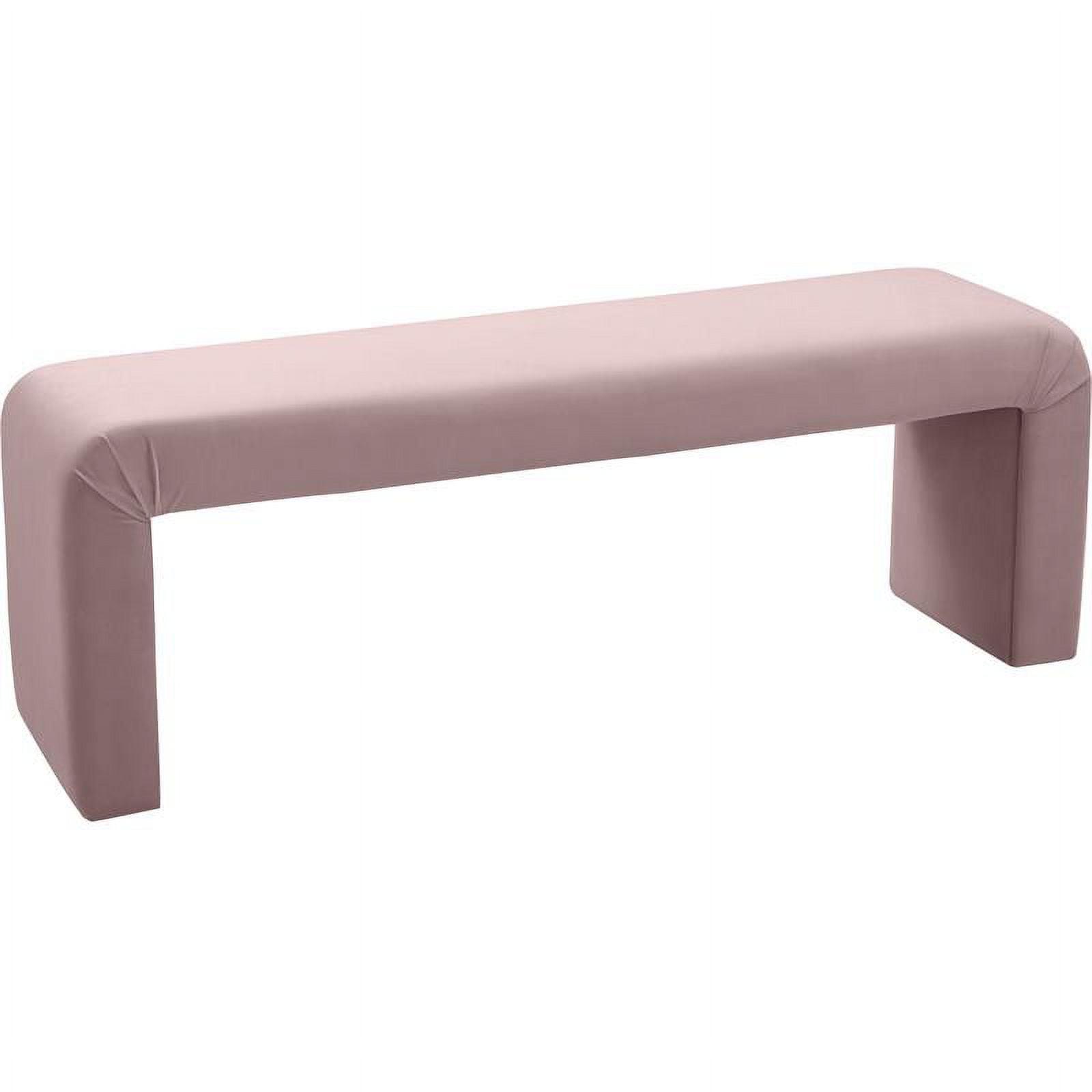 Meridian Furniture Minimalist Pink Velvet Bench