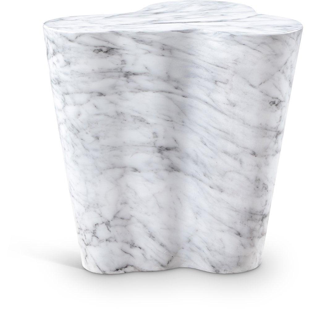 Meridian Furniture Monza White Indoor/Outdoor Concrete Marble Finish End Table