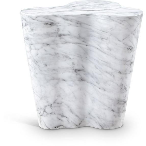 Meridian Furniture Monza White Indoor/Outdoor Concrete Marble Finish End Table