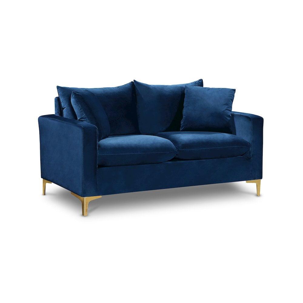 Meridian Furniture Naomi Contemporary Velvet Loveseat in Navy