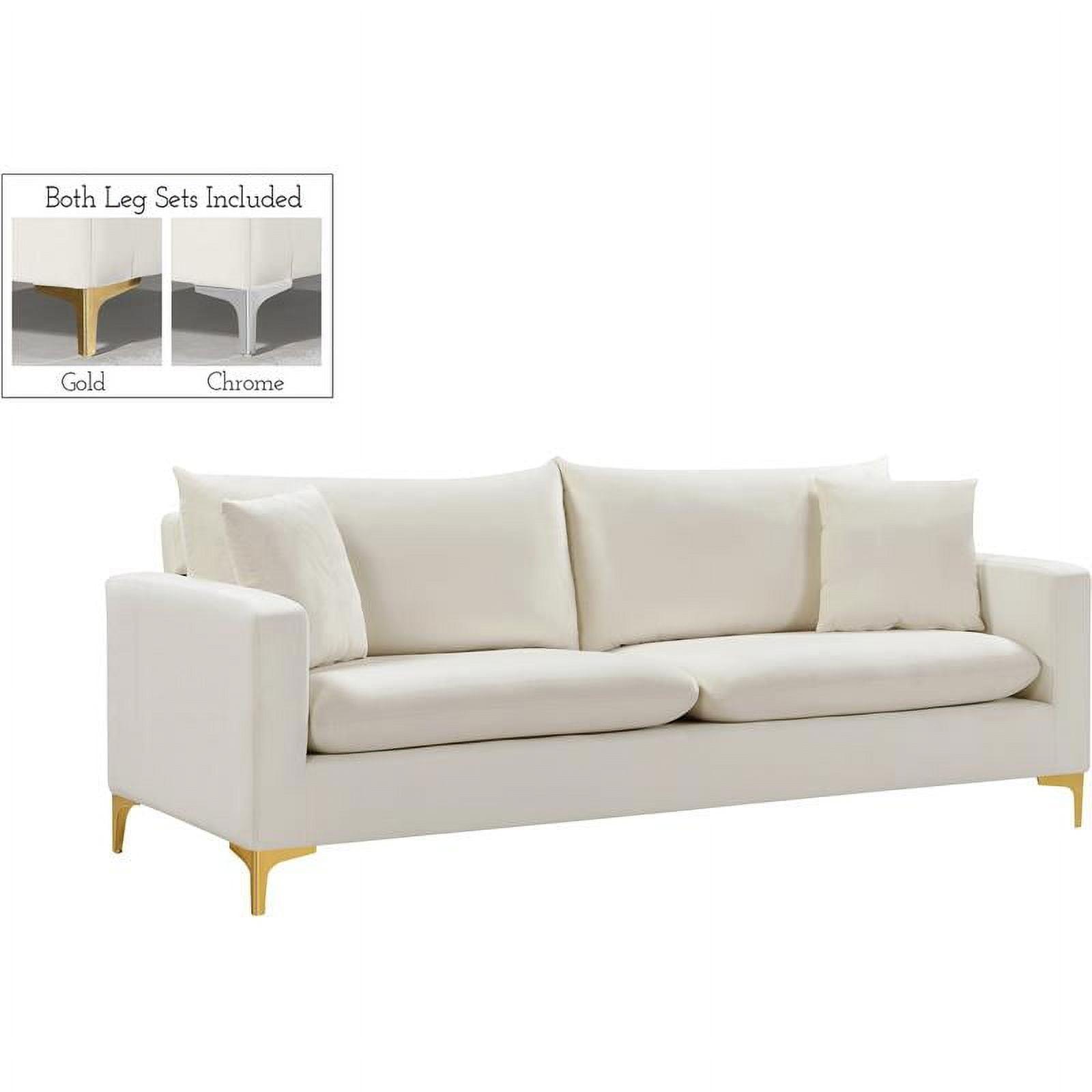 Naomi Cream Velvet Sofa with Gold and Chrome Legs