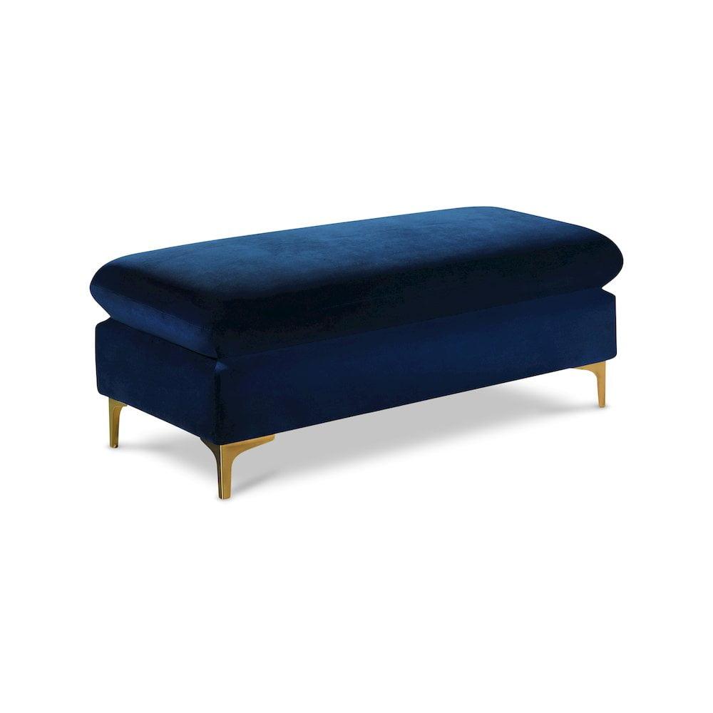 Meridian Furniture Naomi Navy Velvet Ottoman