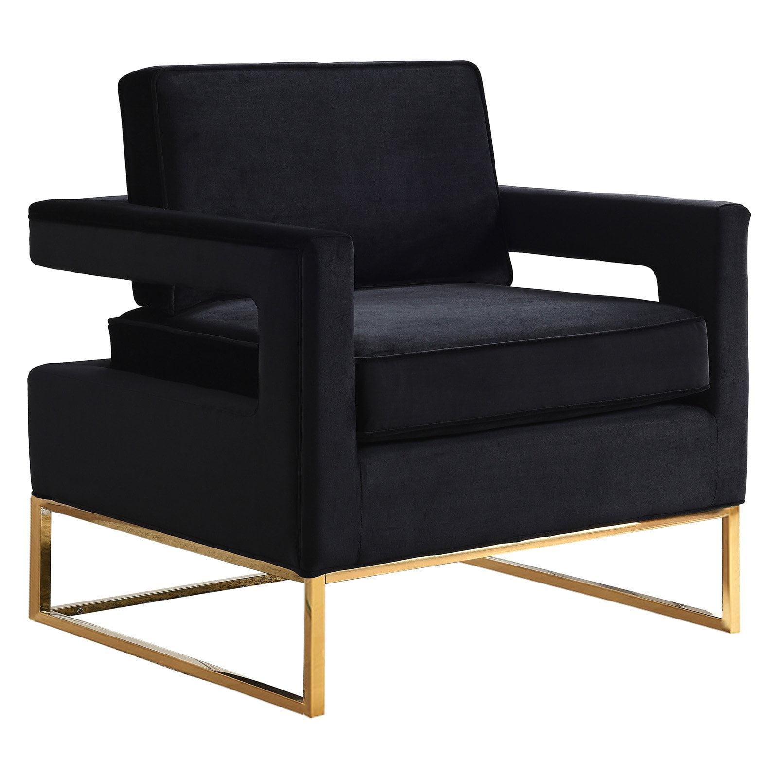 Meridian Furniture Noah 19"H Velvet Accent Chair in Black and Gold