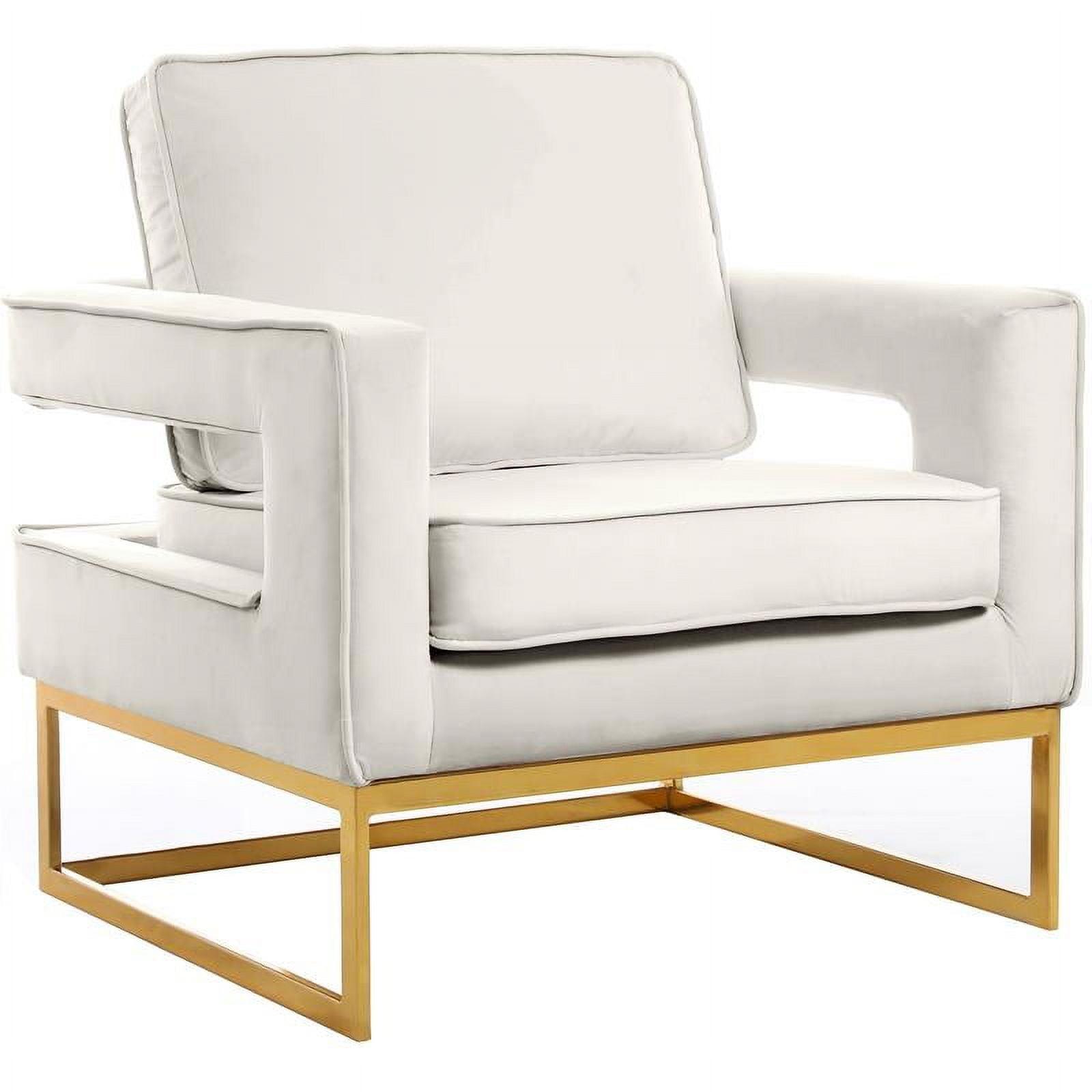 Meridian Furniture Noah Cream Velvet Accent Chair with Gold Iron Base