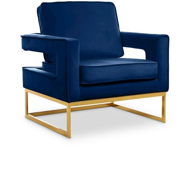 Meridian Furniture Noah Navy Velvet Accent Chair with Gold Iron Base