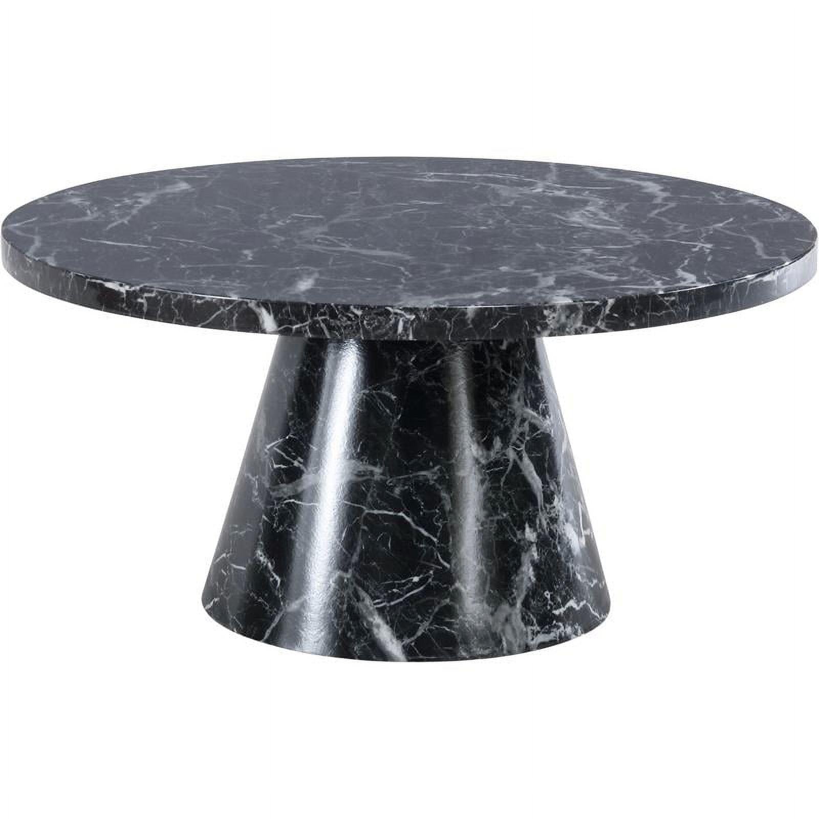 Elegant Omni 36" Round Black Faux Marble & Wood Coffee Table