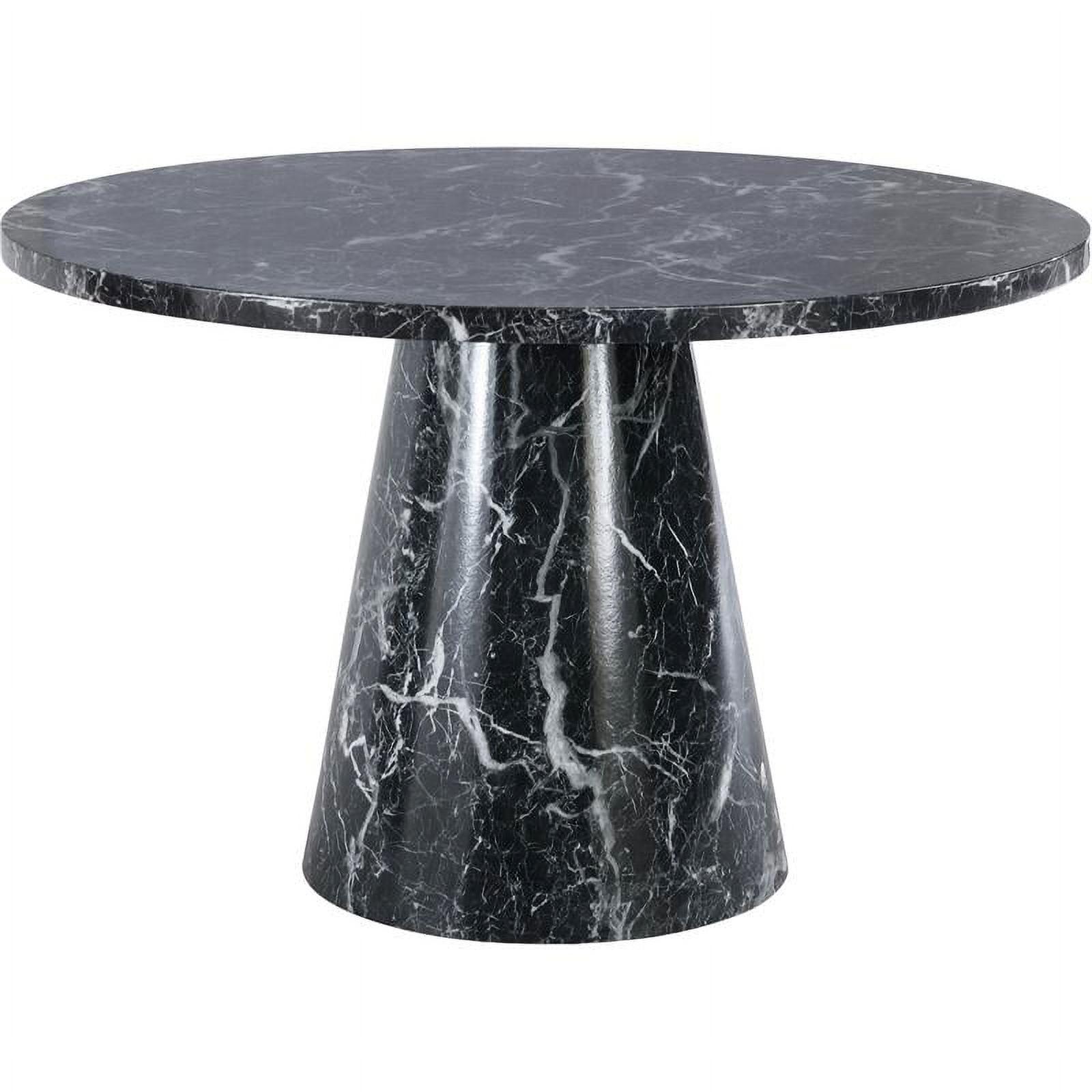 Black Faux Marble 48" Round Contemporary Dining Table