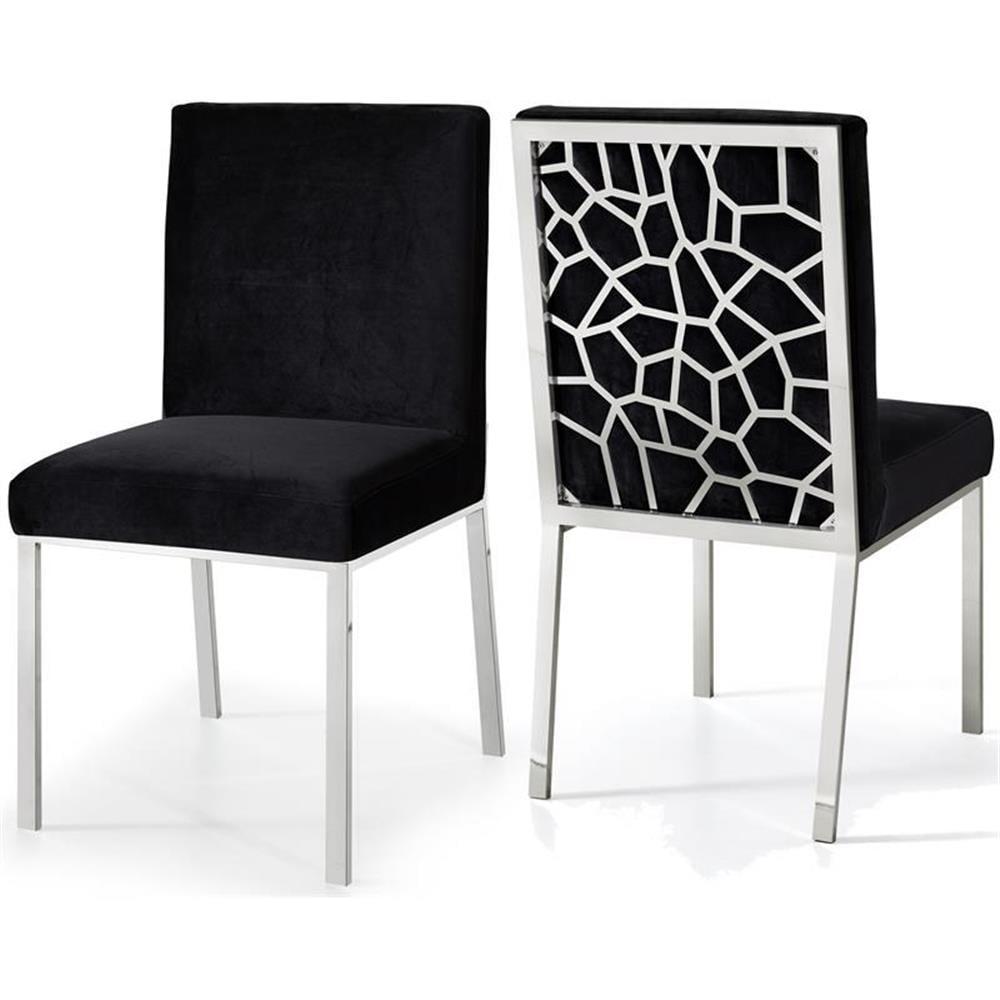 Meridian Furniture Opal 20"H Velvet Dining Chair in Black (Set of 2)