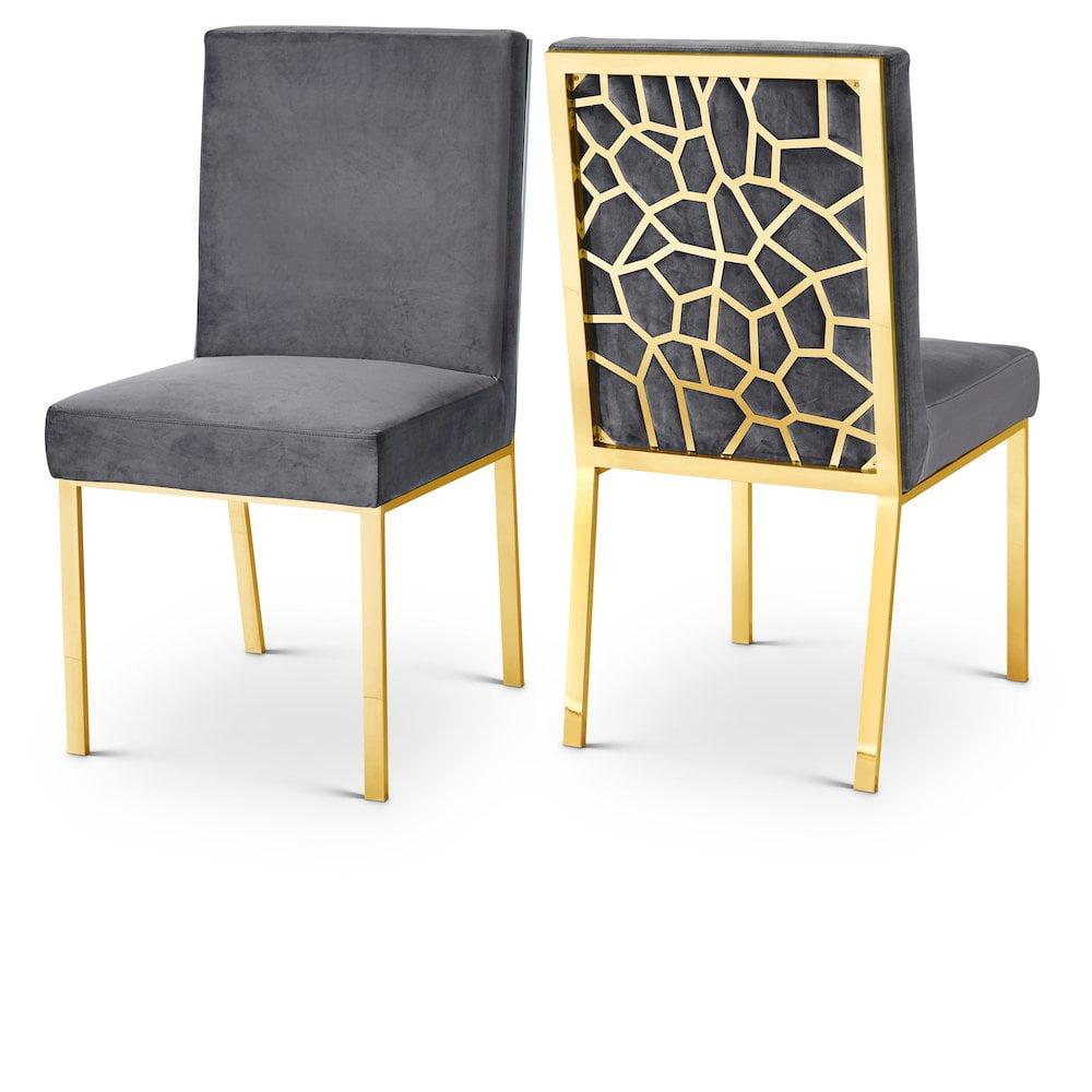 Meridian Furniture Opal 20"H Velvet Dining Chair in Gray (Set of 2)