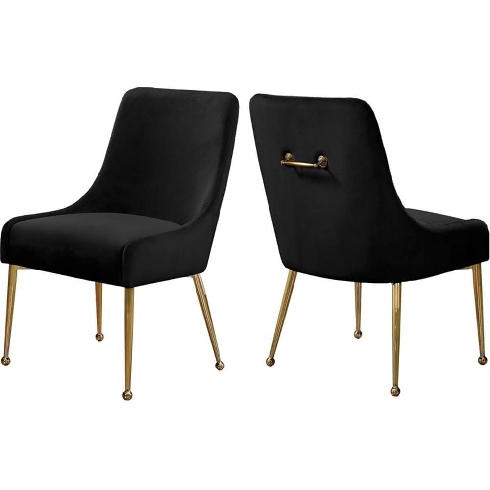 Meridian Furniture Owen 19.5"H Velvet Dining Chair in Black (Set of 2)