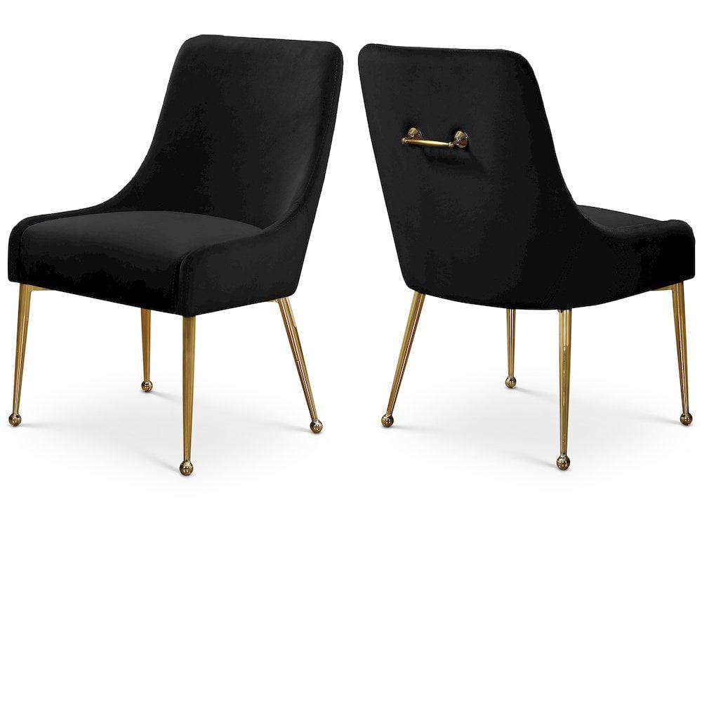 Meridian Furniture Owen 19.5"H Velvet Dining Chair in Black (Set of 2)