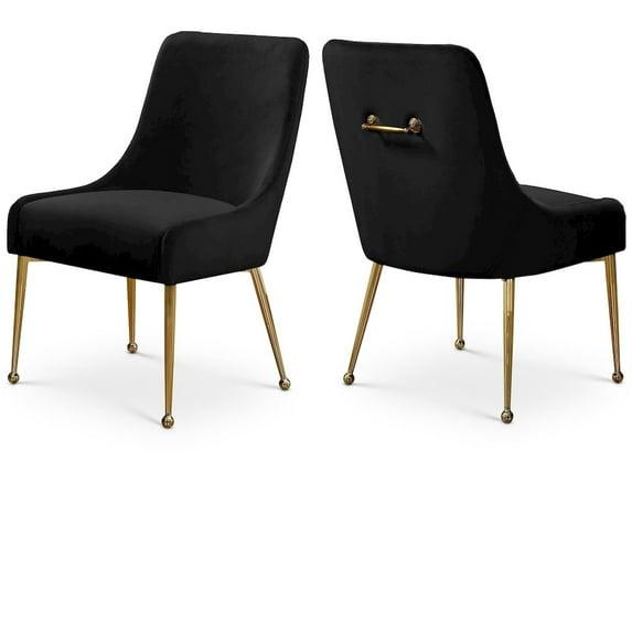 Meridian Furniture Owen 19.5"H Velvet Dining Chair in Black (Set of 2)